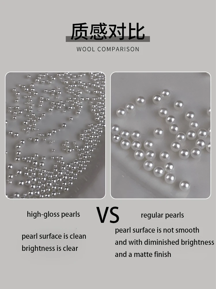 evidenziando accessori per perle per nail art di alta qualità, mini colore bianco freddo rotondo perfettamente, di piccole dimensioni non sbucciate