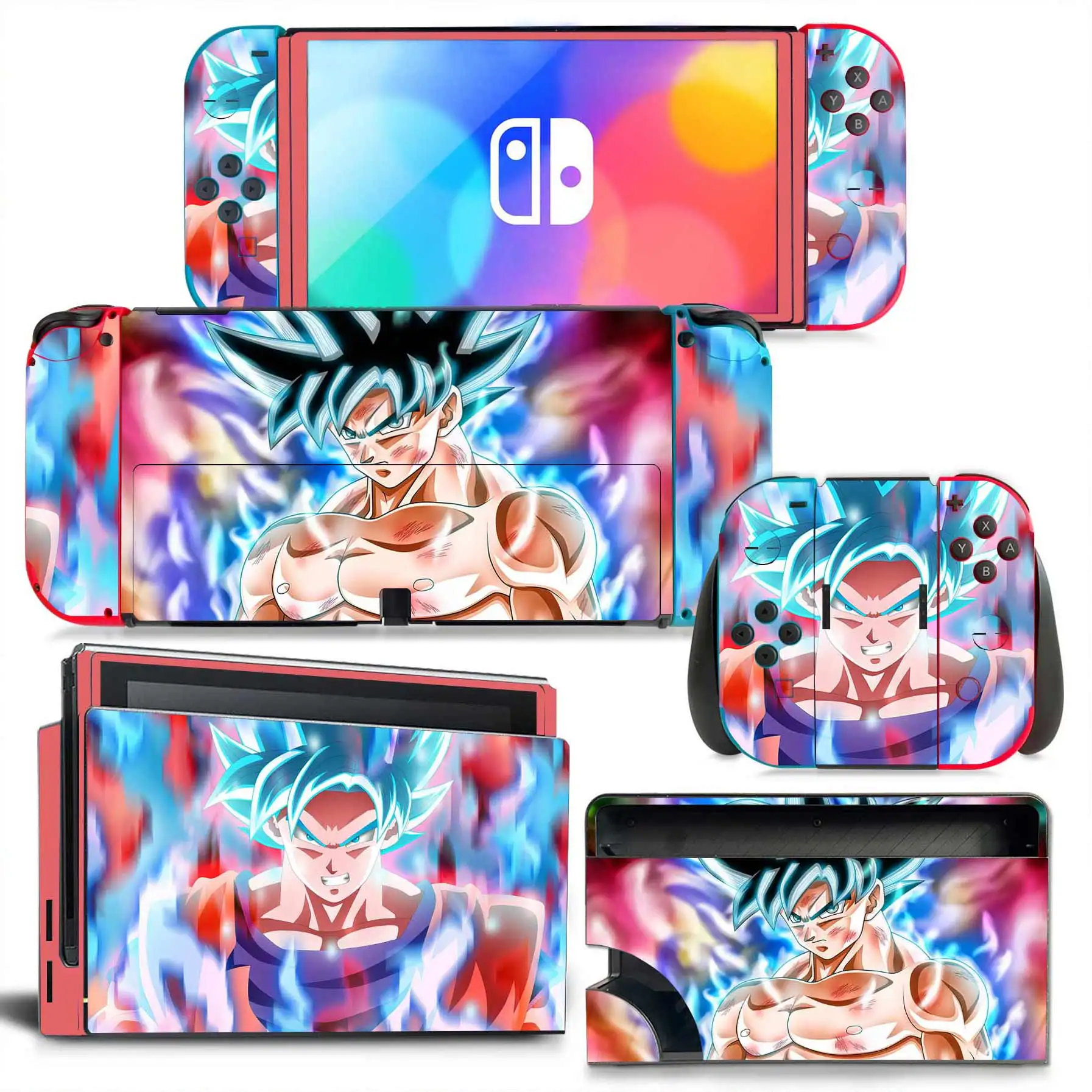 Anime Kakarotto Vegeta Skin Cover Sticker Decal for Nintendo Switch OLED Console Joy-con Controller Dock Skin Vinyl Dragon Ball