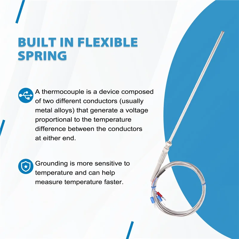 ABKQ-0-400C PT100 Тип 5 мм х 50 мм Регулятор температуры Зонд термопары 2 метра