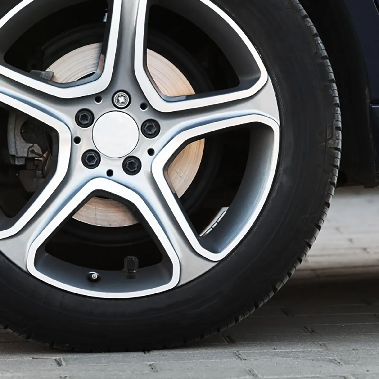 

M14X1.5 Solid Lug Nuts Caps Heavy Duty Wheel Nut Covers Tire Bolt Protectors Silver Metal Valve Caps Universal Stem Covers For