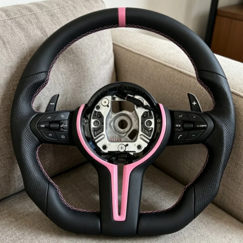 Factory Direct Pink Genuine Leather Steering Wheel Parts For BMW F32 F34 M3 M5 E90 E70 F10 F12 F15 F20 F22 F25 F26 F30 E92 E84