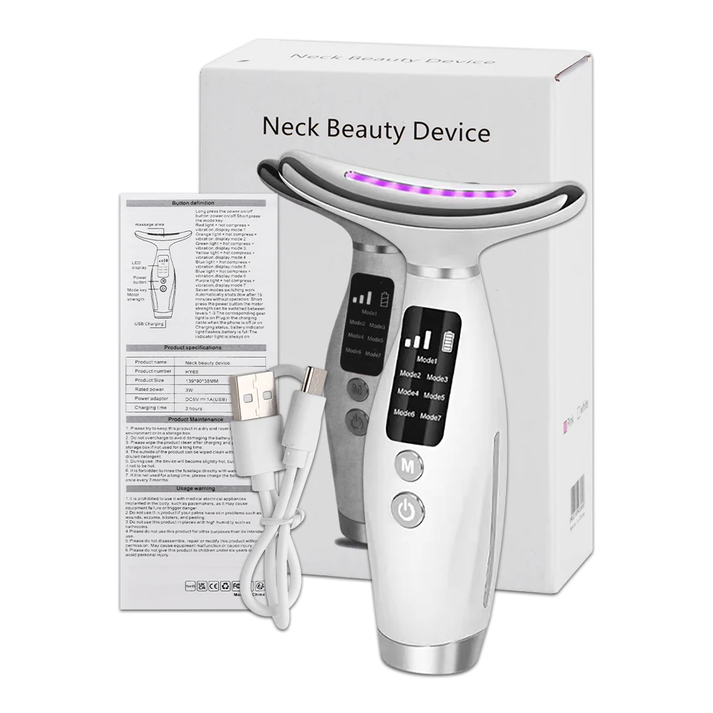 เครื่องนวดหน้าและลำคอ บำบัดด้วยแสง LED ช่วยกระชับผิว ลดเหนียง ลดริ้วรอย ยกกระชับผิวหน้า ดูแลผิว