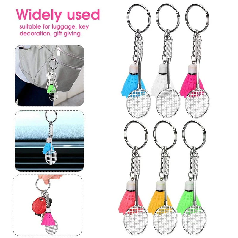 60Pcs Badminton Keychain Tennis Party Favors Sports Key Ring Tennis Ball Key Holder Ring Gift for Women Novelty Keychain