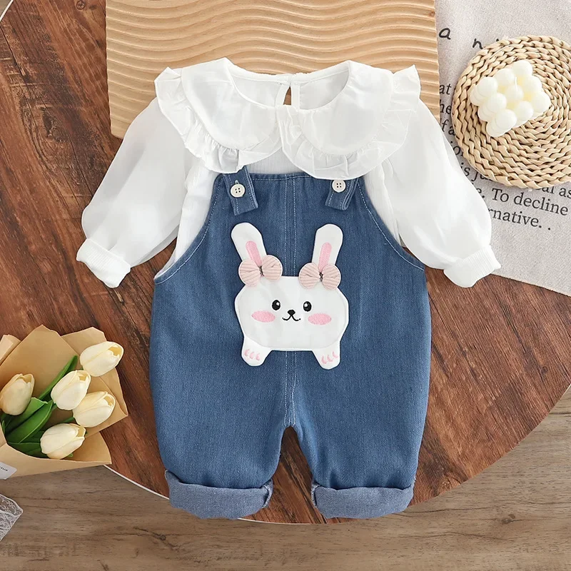 

New Spring Autumn Baby Girls Clothes Set Children Long Sleeved T-Shirt Overalls 2Pcs/Set Fashion Infant Clothing Kids Tracksuits