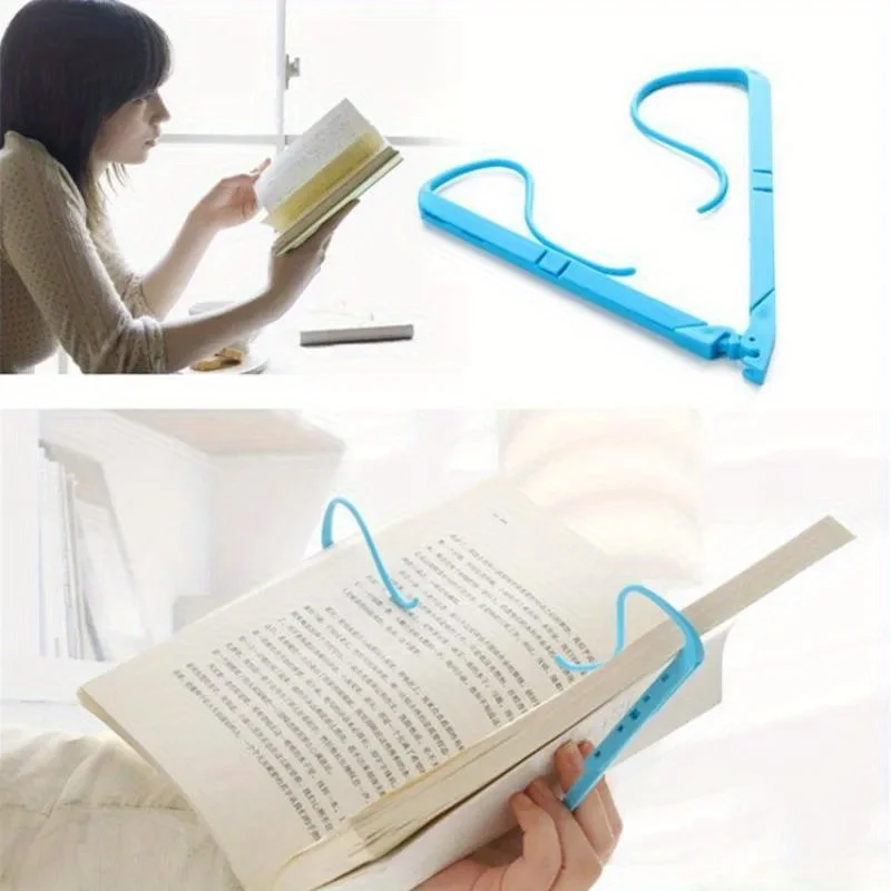 Foldable Plastic Book Stand Blue/Pink Book Page Holder Anti-Automatic Turn Clip Portable Reading Assistant for Students