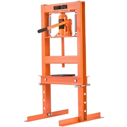 SucceBuy 6/12 Ton Hydraulic H-Frame Garage Floor Adjustable Shop Press with Plates 6/12T Orange for Garage or Professional Shop