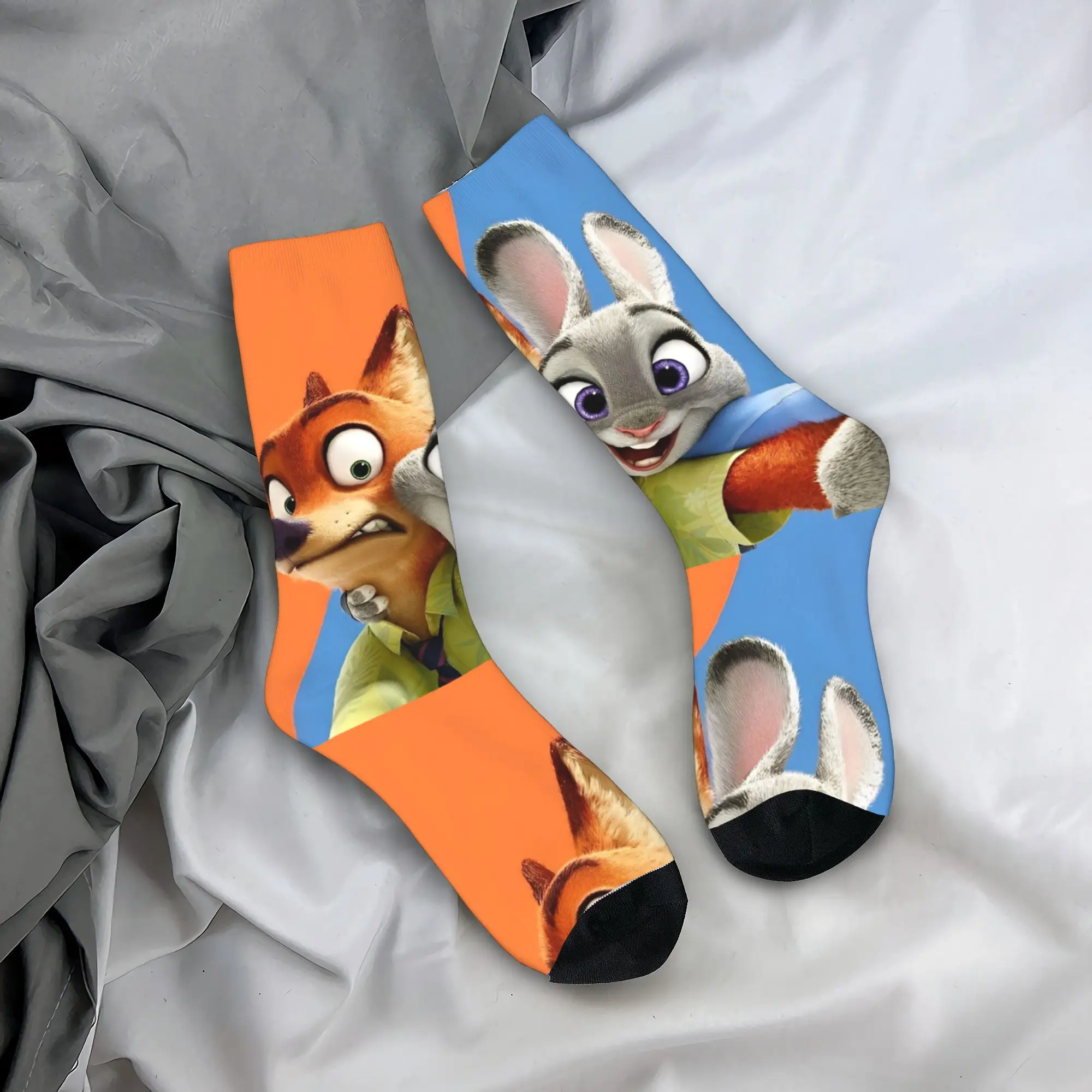 Winter Warme Bunte Frauen Männer Zootopia Judy und Nick Socken Kaninchen Atmungsaktive Mittelrohr Socken