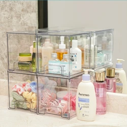 1/2Pc Sink Storage Transparent Hollow Design Desktop Finishing Box Stackable Storage Drawers Acrylic Bathroom Makeup Organizer