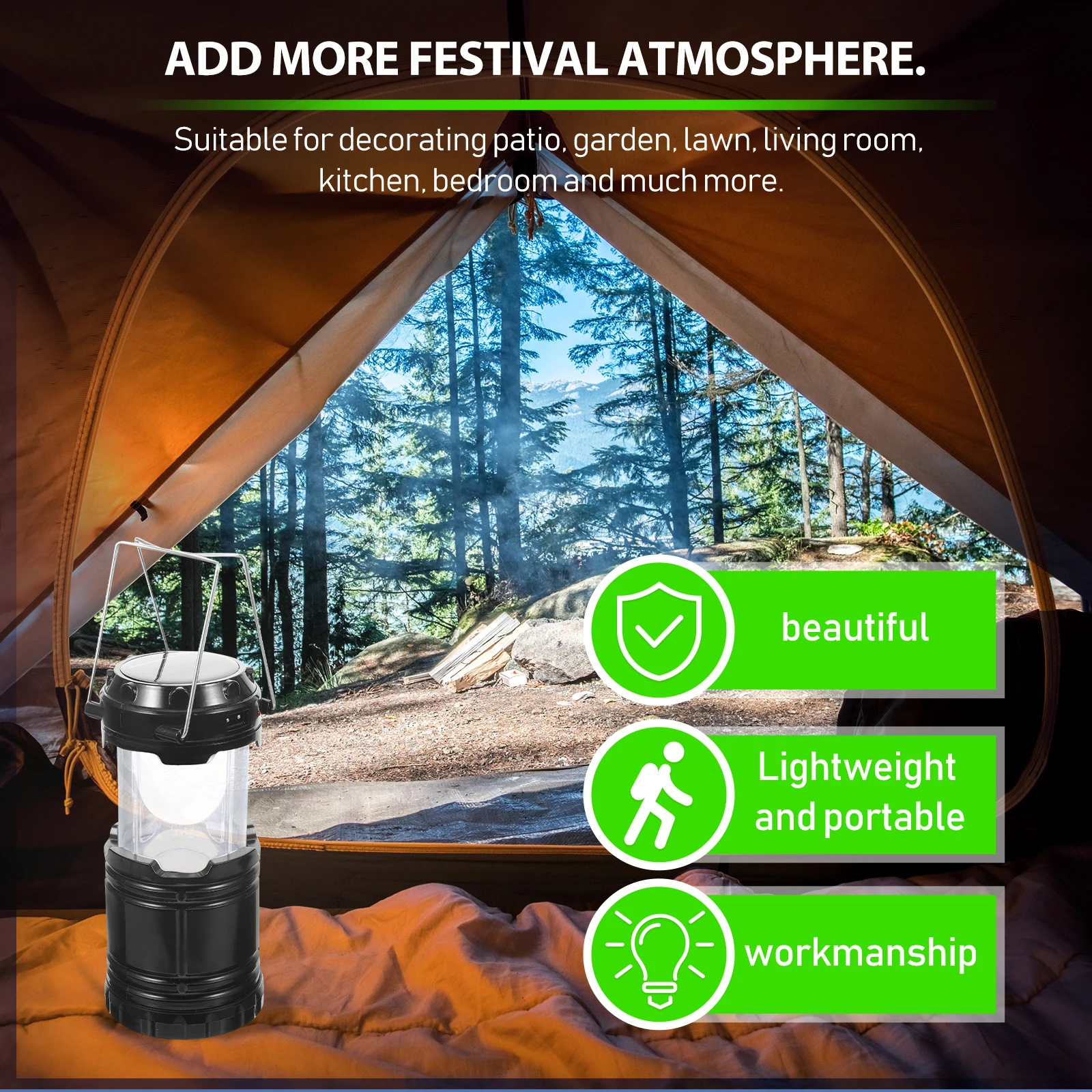 Solar Camping Light Random Color Rechargeable Lightweight Portable Outdoor Tent Lamp for Camping Lighting Tool