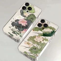 Poetic Lotus Phone Case For iPhone 16 15 14 13 12 11 Mini Pro Max X XR XSMax 7 8 Plus SE20 Transparent Cover