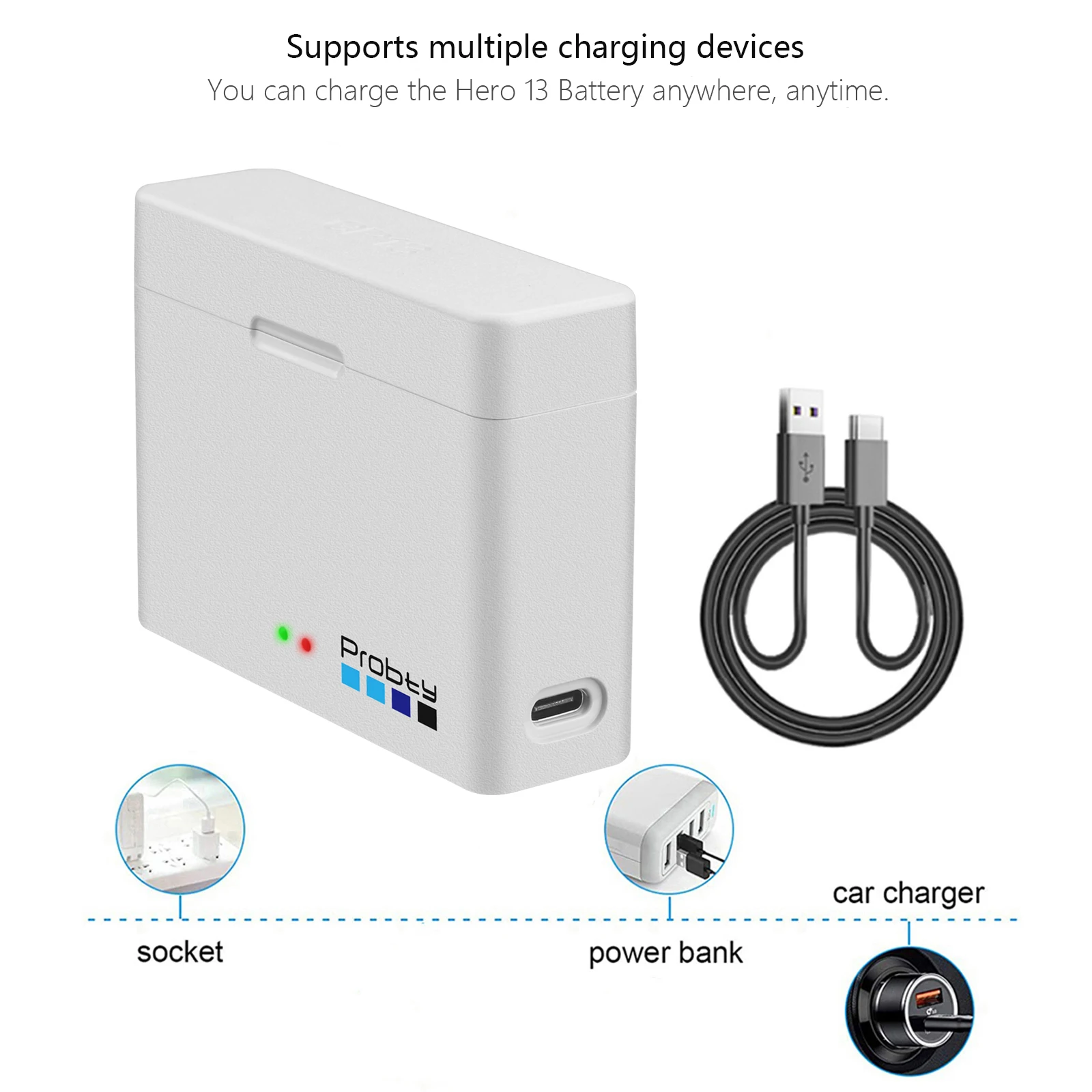 2280mAh Battery For GoPro Hero 13 Battery w 2-Slots Fast Charging Box Enduro For Go Pro Hero 13 Accessories images - 6