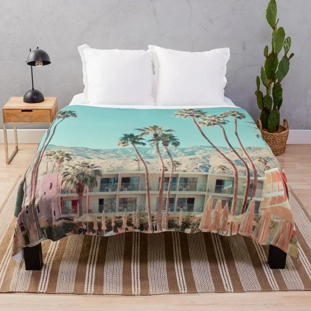 Palm Springs Hotel Saguaro Throw Blanket Nap halloween Custom Blankets