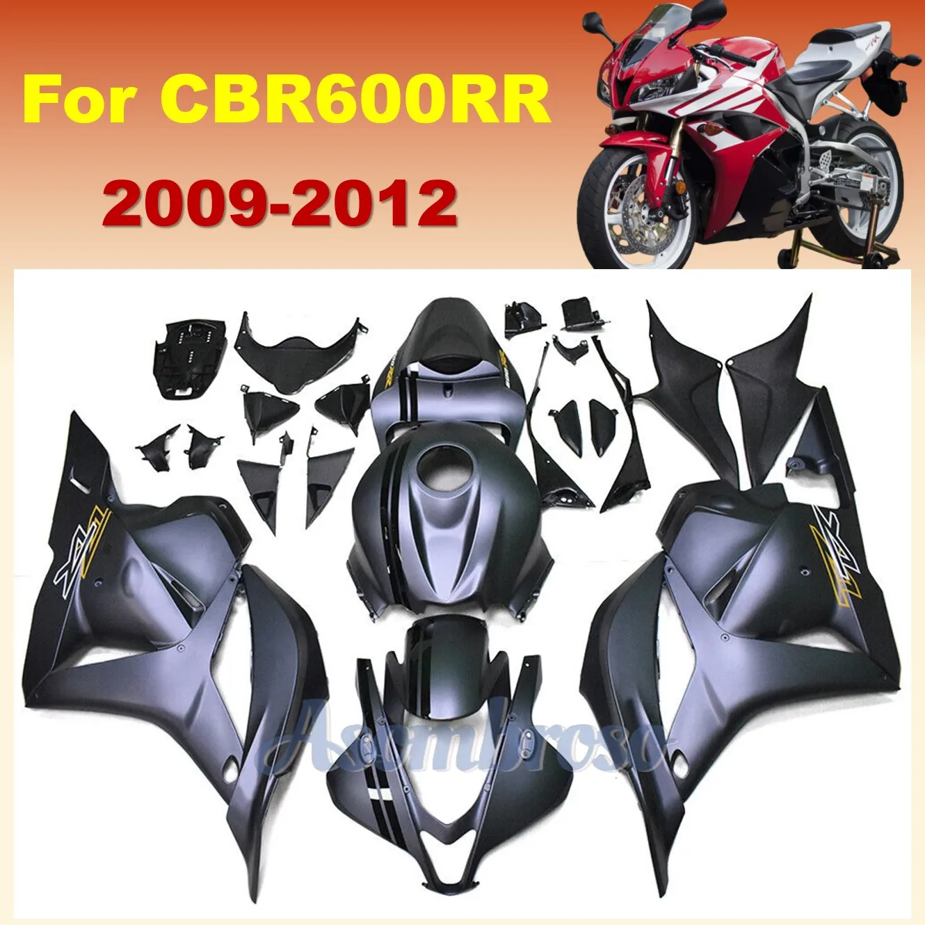 Great Quality Full Fairings Kit For Honda CBR600RR F5 2009 2010 2011 2012 CBR600 CBR 600RR 09-12 Gray Black Bodywork Set