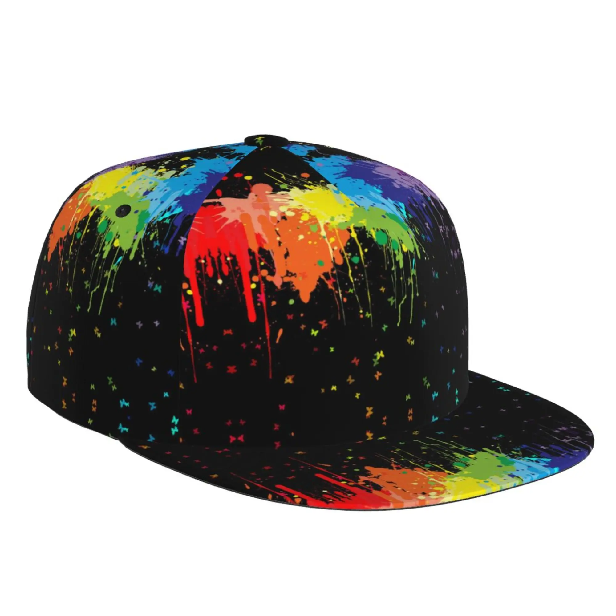 

Oil Painting Cool Colorful Baseball Cap Flat Brim Hiohop Hat Unisex Adult Adjustable Print One Size Trucker Men Golf Hat