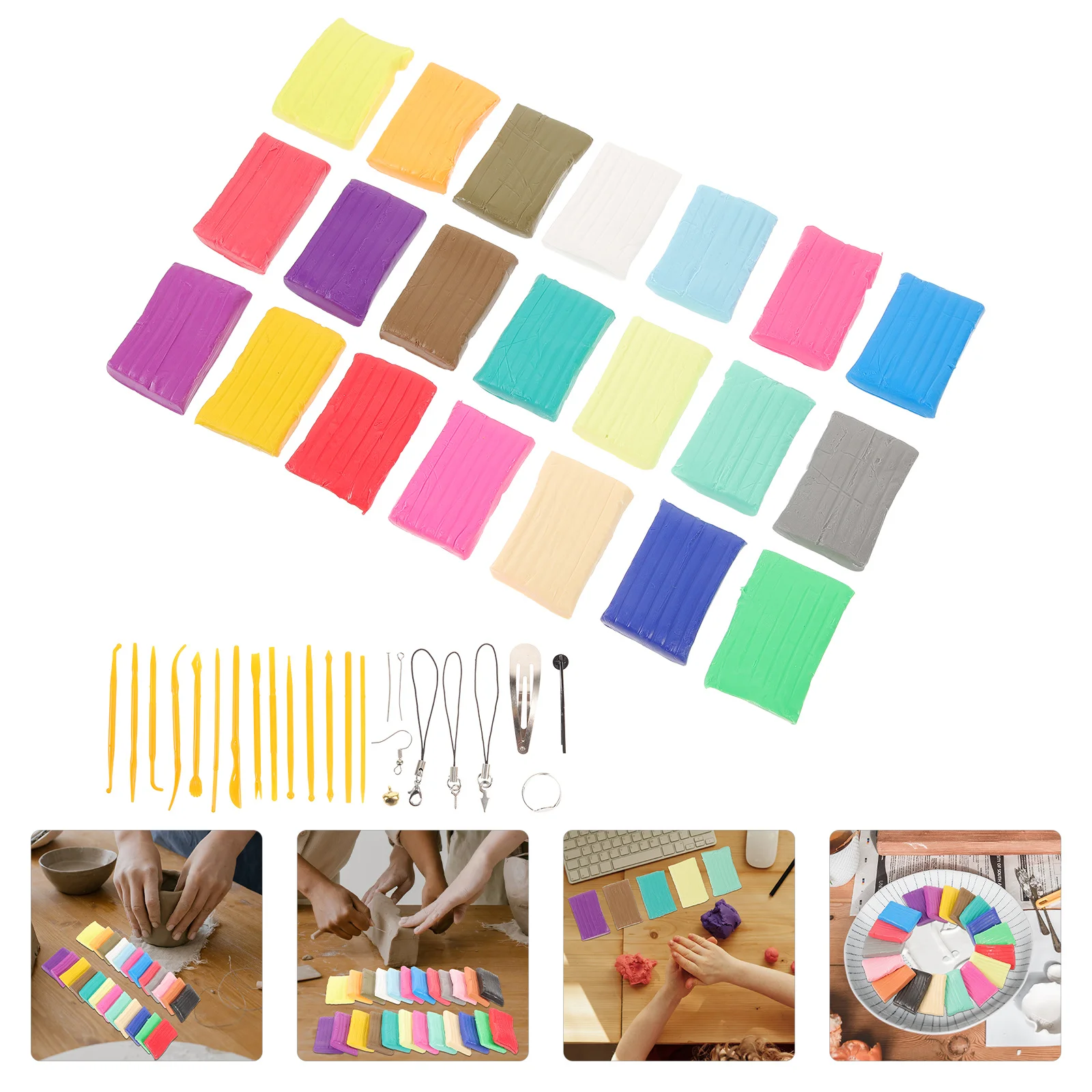 Zestaw do modelowania z gliny polimerowej, miękka glina, narzędzia do rzeźbienia, trwałe, łatwe w czyszczeniu, materiały do majsterkowania, kolorowe narzędzia do rzeźbienia, zestaw do tworzenia biżuterii