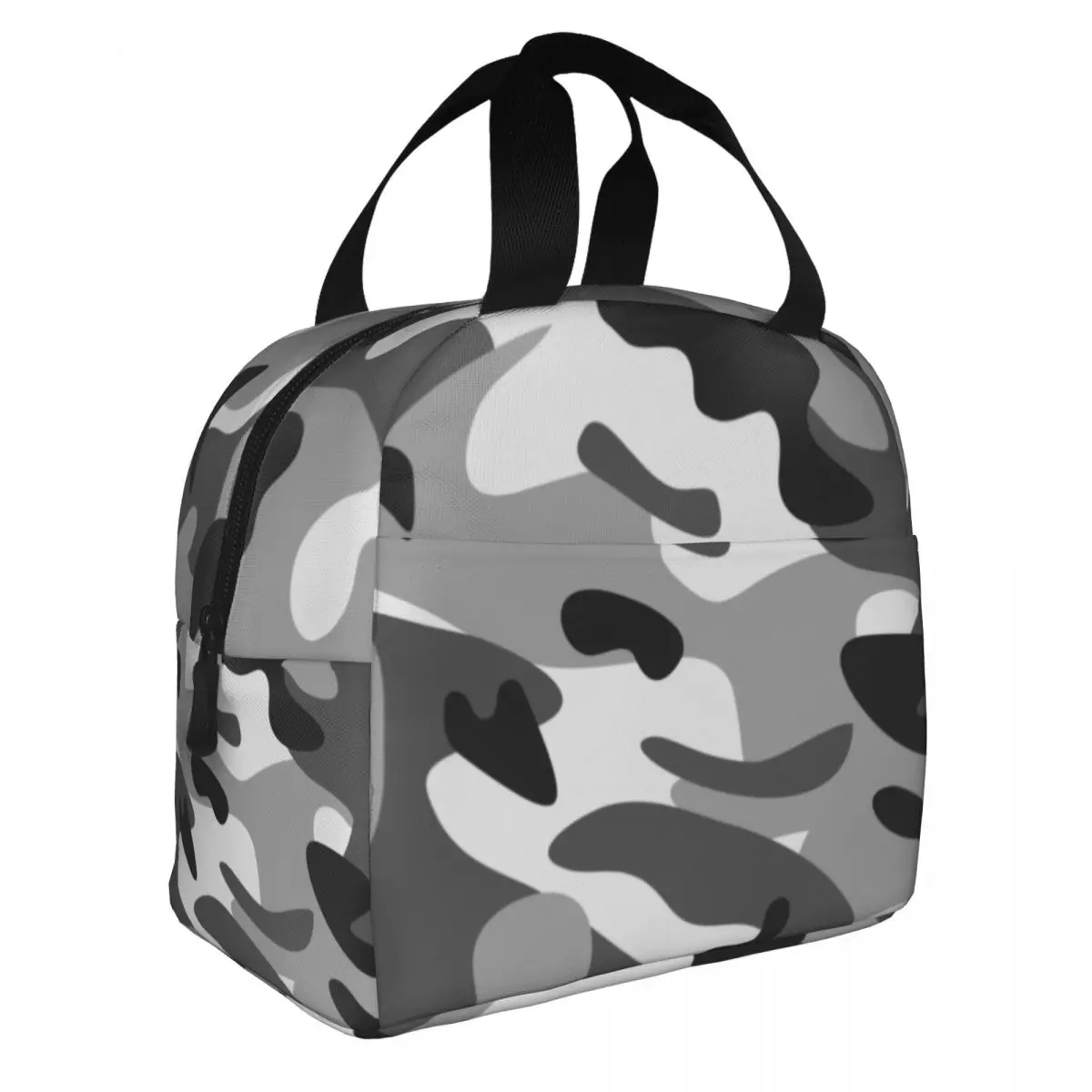 Grey Camouflage Thermal Insulated Lunch Bags Women Military Army Camo Resuable Lunch Container for Work Travel Storage Food Box
