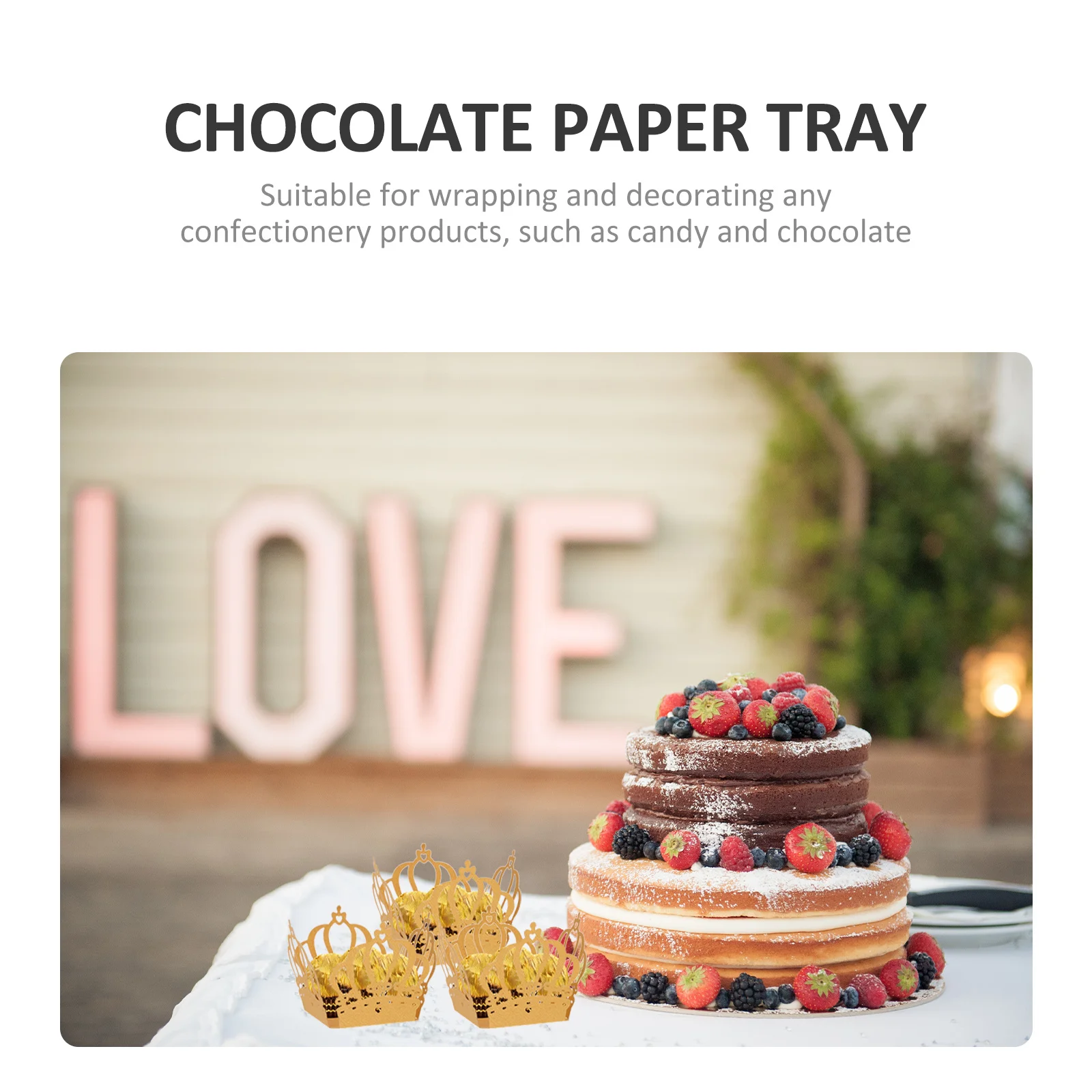 

50Pcs Crown Shape Chocolate Paper Liner Tray Decorative Candy Holder Table Centerpieces Practical Packaging Tray