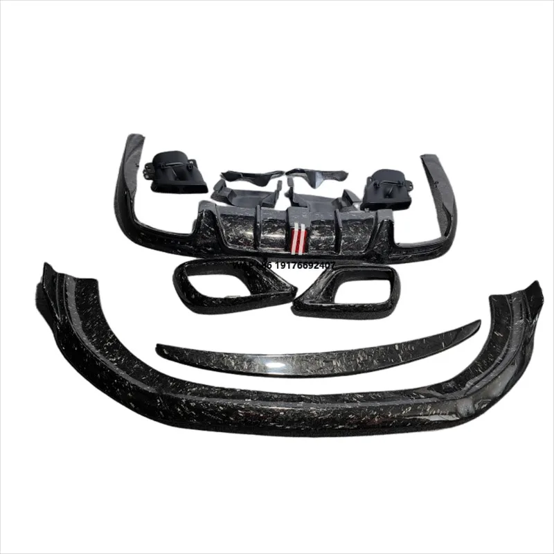 Benz S-Class W222 S63 Body Parts Kit B-Style Forged Pattern Carbon Fiber Front Lip Side Skirt Rear Diffuser Upgrade