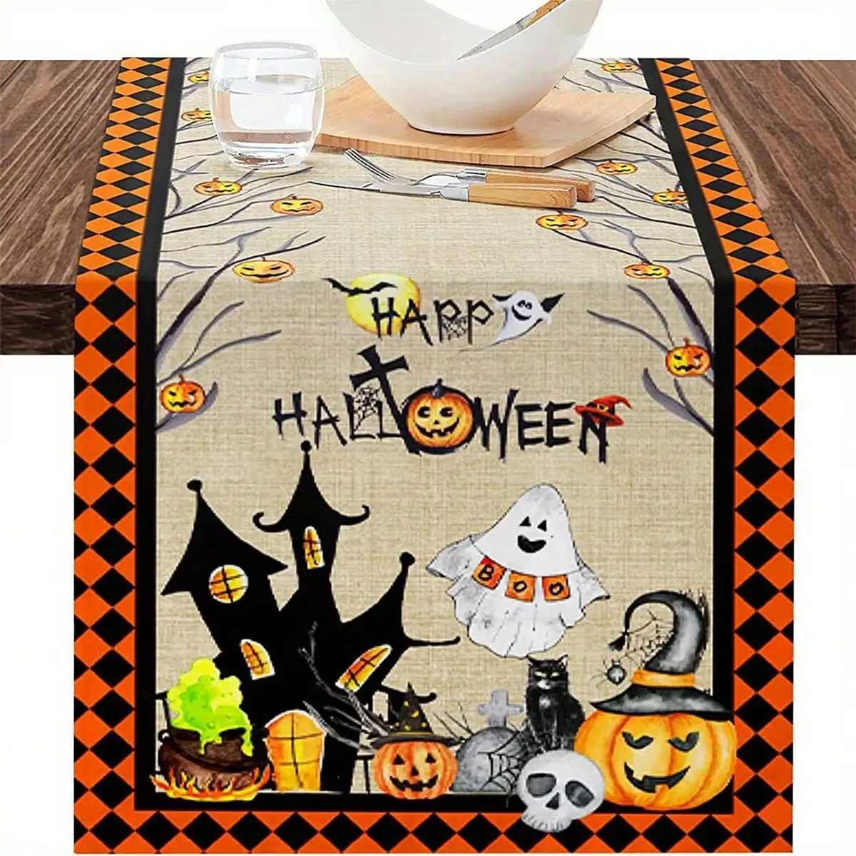 1PC table flag new Halloween printed dining table cloth decoration foyer kitchen American light luxury small tablecloth
