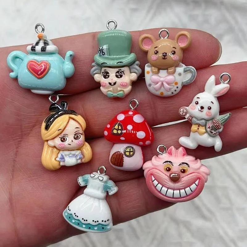 10Pcs Cartoon Animal Resin Charms Kawaii DIY Decor Accessories Earring KeyChain Necklace Trinket Pendant Jewelry Findings charms