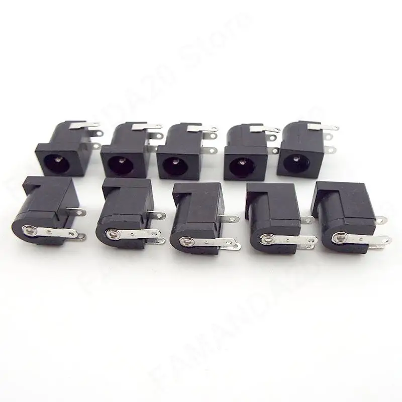 DC-005 DC Female Power Jack Supply Socket Plug Connectors Barrel-Type Right Angle PCB Mount Terminal 5521 5.5x2.1mm M20