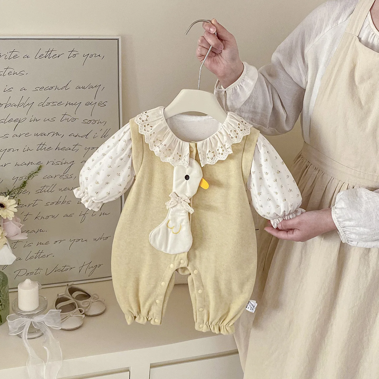 

Adorable Princ Collar Baby Girl Spring Outfit 2026 New Sle Cute Rer High Waist Cotton Breathable Long Sve Button C...