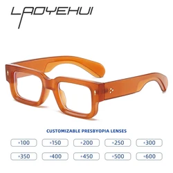Vintage Rectangle Men's Presbyopic Glasses Luxury Brand Thick Frames Anti Blue Rays Square Reading Glasses Men Women 1.0 2.0