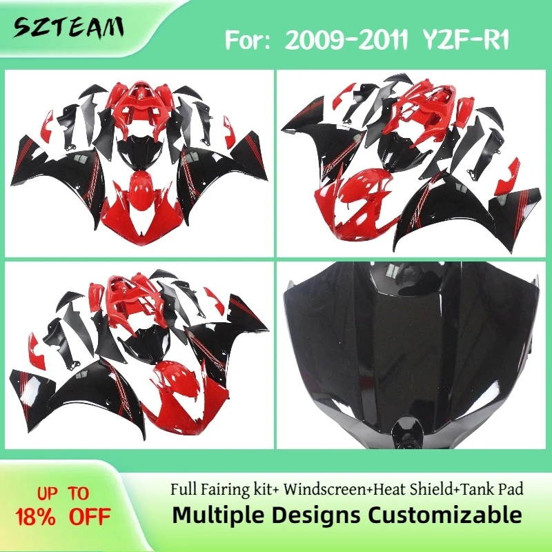 

Комплект обтекателей красно-черного цвета для YAMAHA YZF R1 2009-2012, YZF-R1 09-12, литые, с возможностью индивидуальной окраски, для мотоциклов