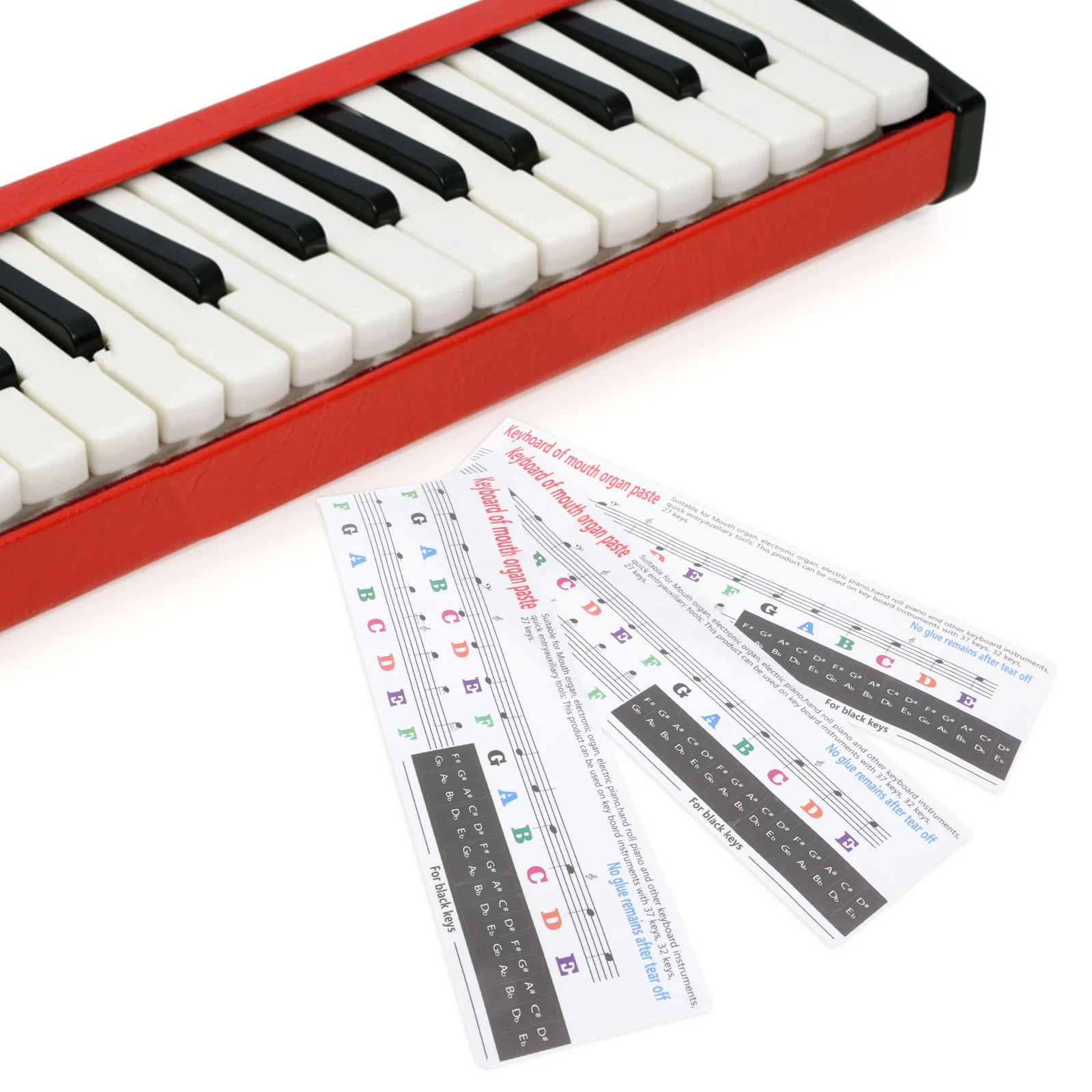 3 buah stiker Organ mulut harmonika pemula dekal latihan Keyboard Label catatan Melodica awal Pvc Decal pengajaran