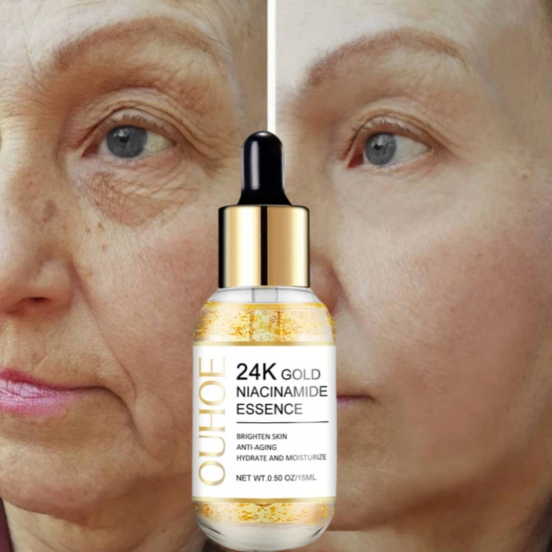 Niacinamide Whitening Serum Hyaluronic Acid for Face Wrinkle Remover Firming Anti-aging 24K Gold Essence Brightening Skin Care