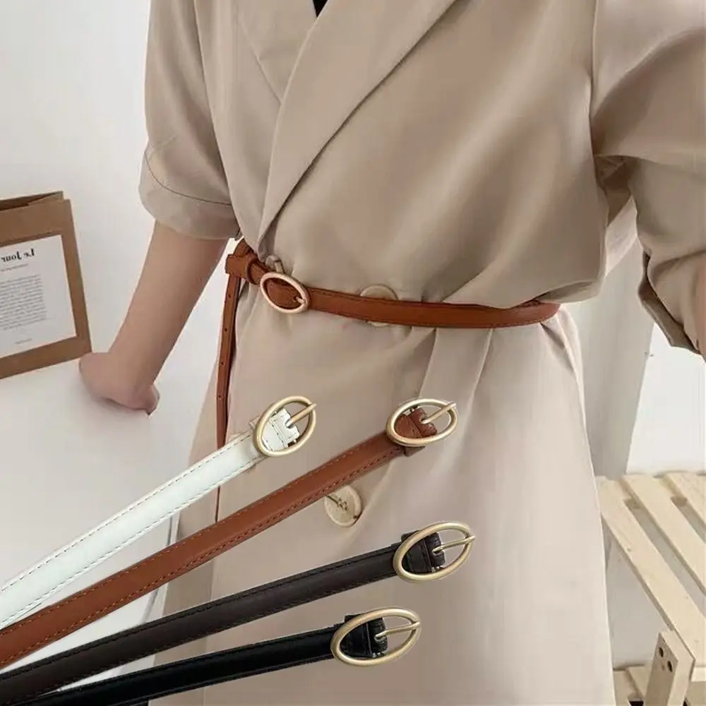 

Dresses Decoration Women's Oval Buckle Belt Versatile Fashion Leather Belt Coats Belt