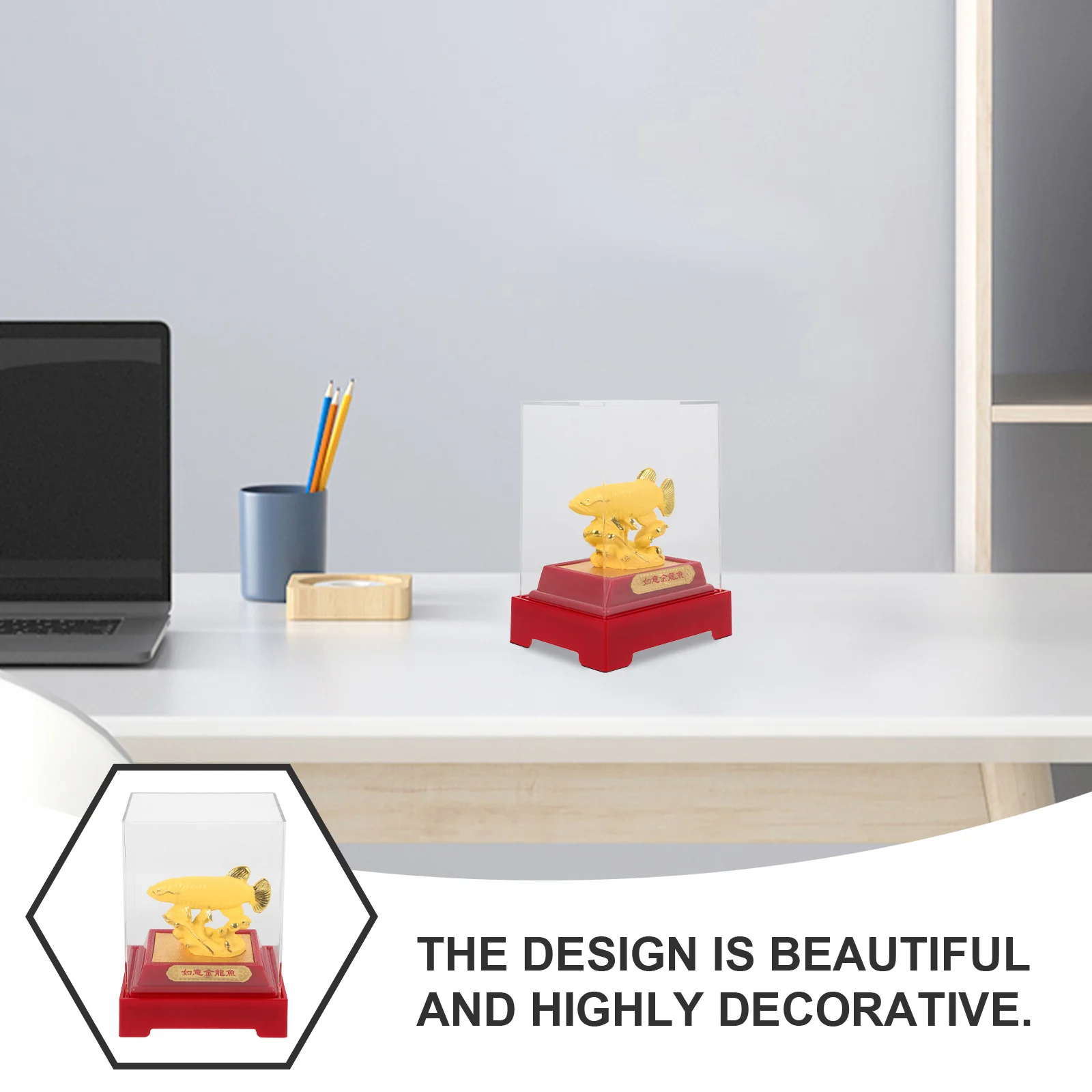 

Delicate Resin Fish Decoration Long Term Use Home Office Desk Festive Gift Ornament Fishing Statue Fish Statue