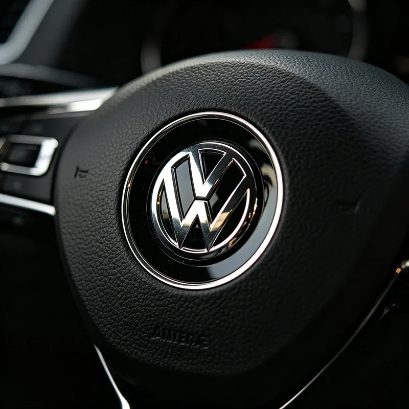 1 Stück ABS-Lenkradabdeckung mit Emblem-Aufkleber für VW Golf Amarok T5 Phaeton ID3 Tiguan T-Cross GTI – Detail 10