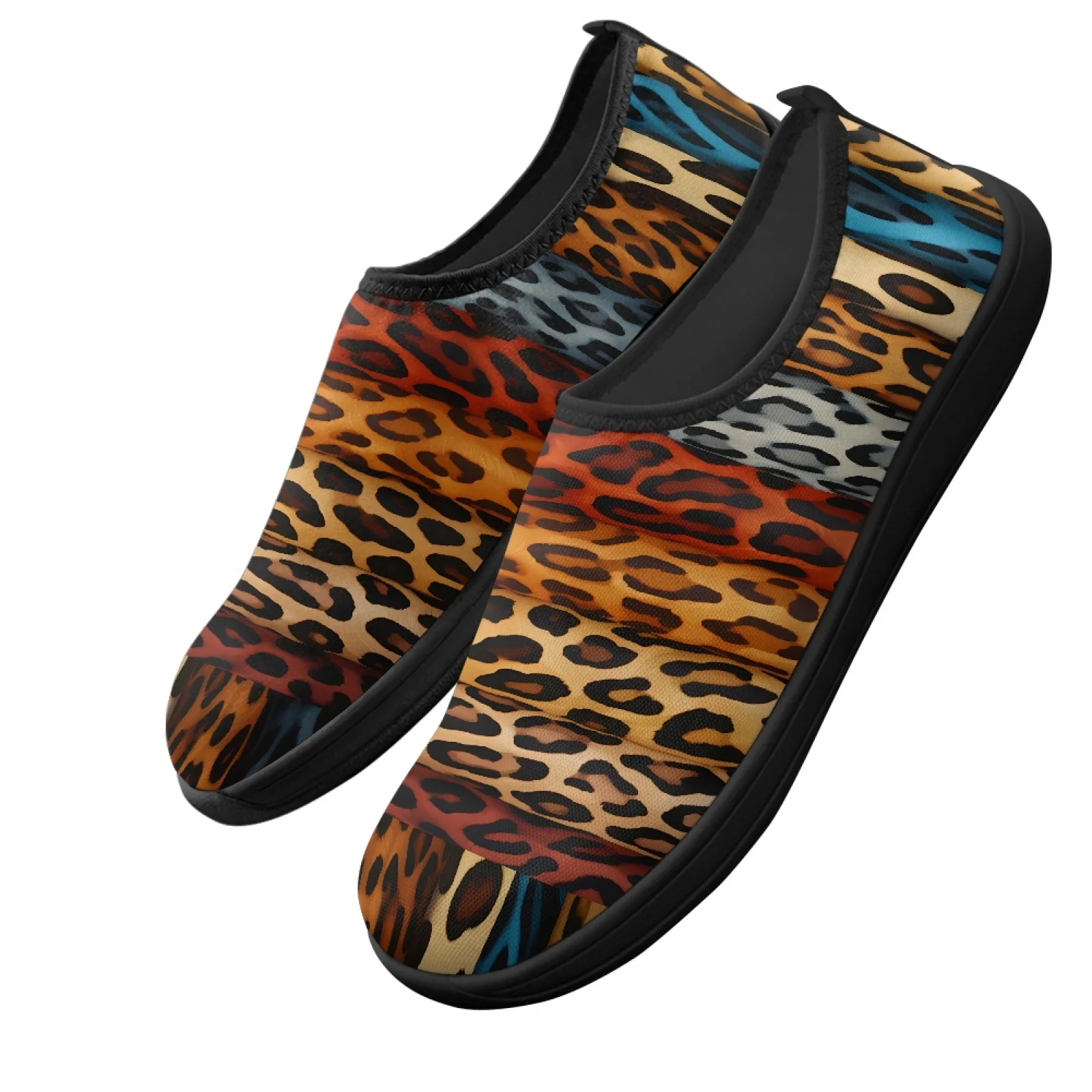 PENSTROLL Leopard Print Comfortable Sneakers for Men Polyester & EVA Low Top Flat Shoes Casual Shoes