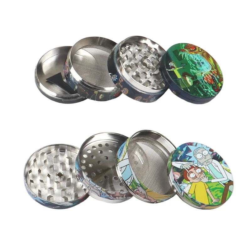 50mm New cartoon pattern metal 4 layer cigarette grinder herbal tobacco grinder  spice grinder cigarette accessories