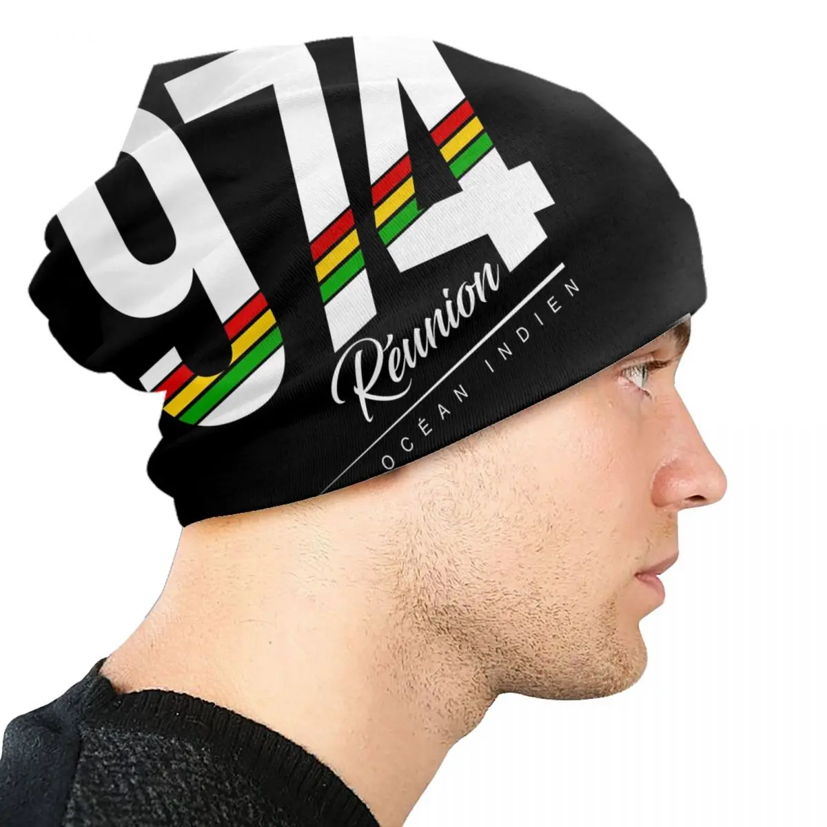 974 Reunion Isalnd Bonnet Hat Knitting Hats Men Women Cool Unisex Rasta Strips Warm Winter Skullies Beanies Caps view 4