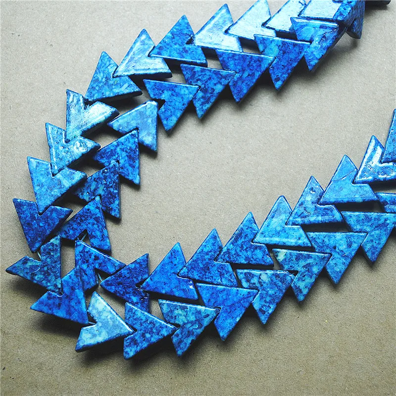 35PCS Natural Blue Gemstone String 15X18MM Triangle Shape For Fashion Women Necklace Making Accessories