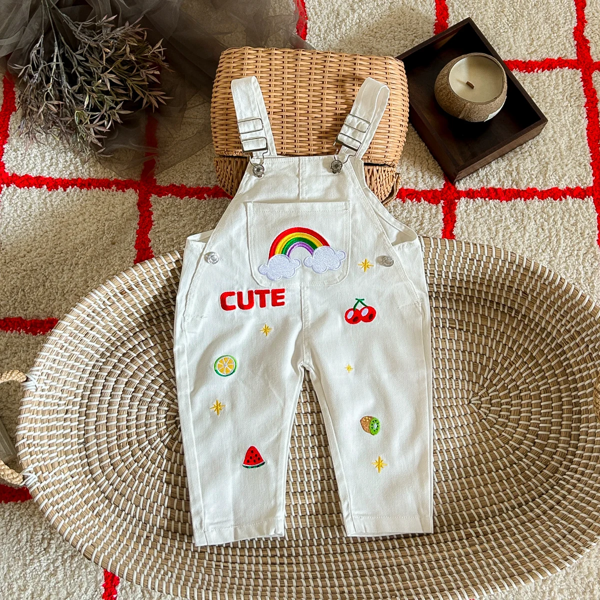 

2024 Baby Strap Jumpsuit Pants Infant Spring Autumn Cute Rainbow Children's Pants Overalls Newborns Baby Clothes Girl Pants