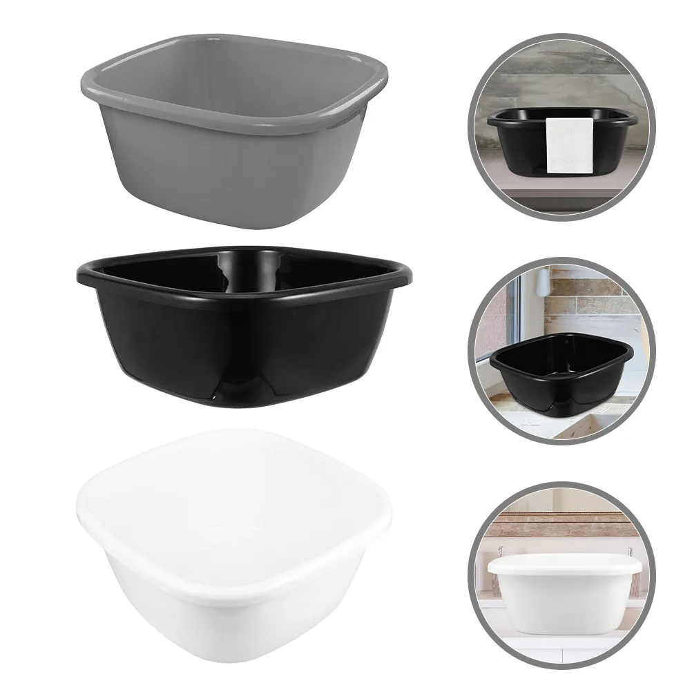

3pcs Plastic Wash Basin Set For Laundry Face Hair Bathing Portable Compact Lightweight Durable Household Dorm Travel Camping