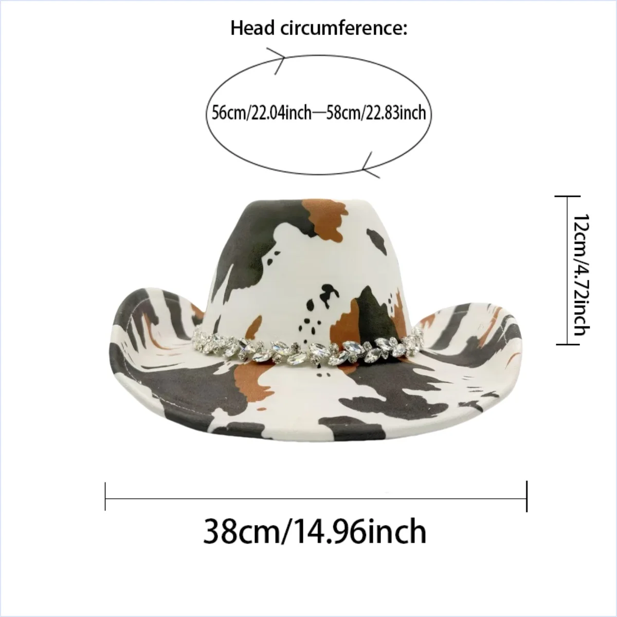 หมวกคาวบอยฮองหลวนสีกากีประดับกลิตเตอร์สำหรับผู้ใหญ่ หมวกคาวบอยประดับเพชรสำหรับผู้หญิง อุปกรณ์เสริมคอสเพลย์คาวบอยหญิง และหมวกคาวเกิร์ล