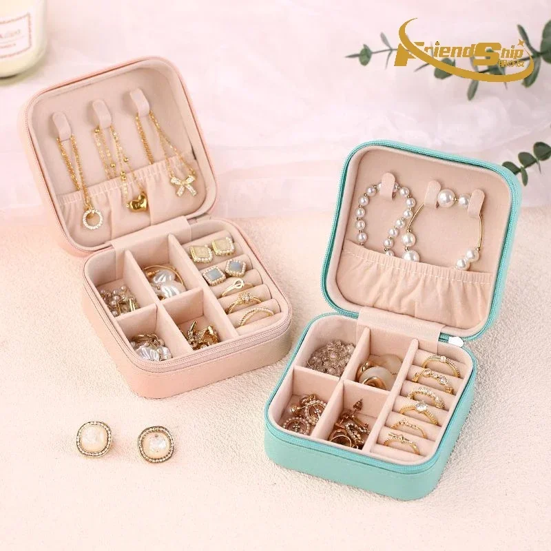 Mini Jewelry Storage Box Portable Travel Organizer Jewelry Case Leather Storage Earrings Necklace Ring Jewelry Organizer Display