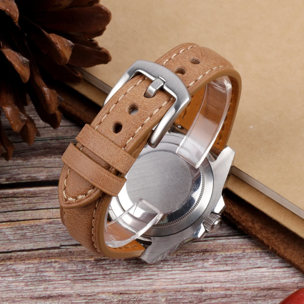 Genuine Leather Handmade Stitching Soft Watch Band 20mm 22mm Quick Release Strap for Women Men Watchband Replacement Accessories