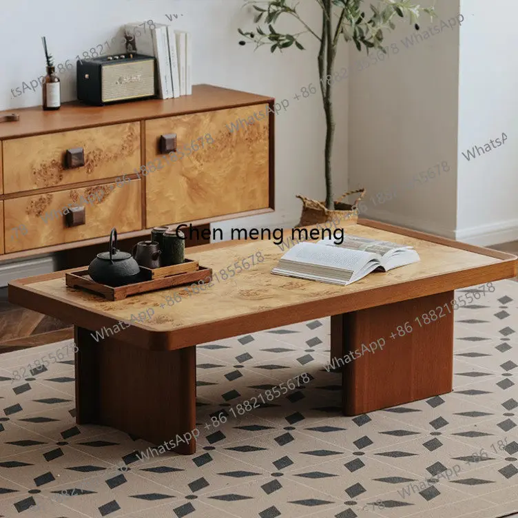 Medieval teak-colored tree tumor pattern decoration small apartment type Jinper fleeting living room low table small   table
