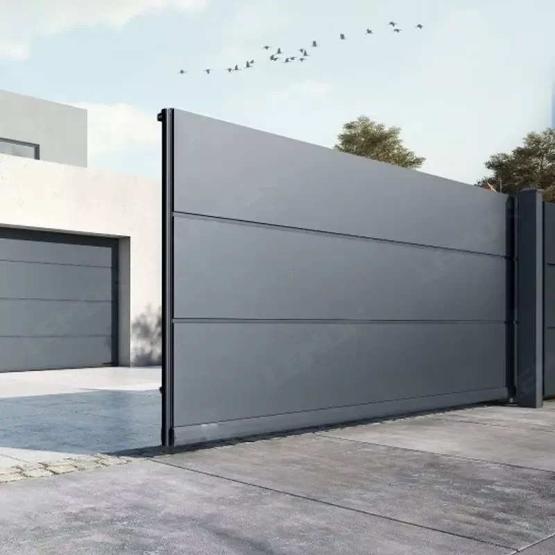 MODERN VILLA ENTRANCE AUTOMATIC DRIVEWAY ALUMINIUM HOME FRONT GATE DESIGN VILLA SLIDING FENCE GATE