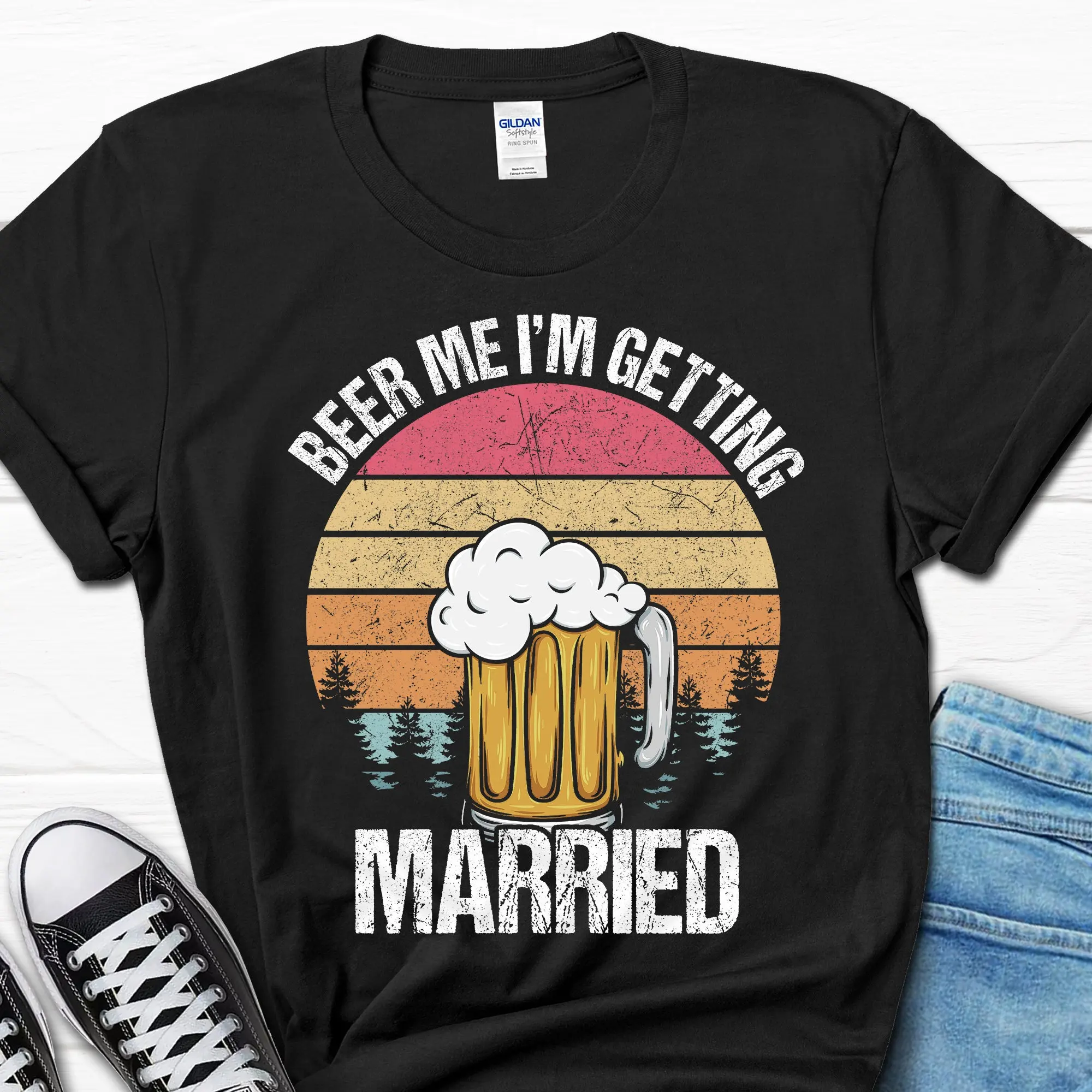 الرجال مضحك الخطوبة تي شيرت ، العريس ، حزب البكالوريوس ، حزب العازبة ، البيرة لي ، أنا فقط متزوجة