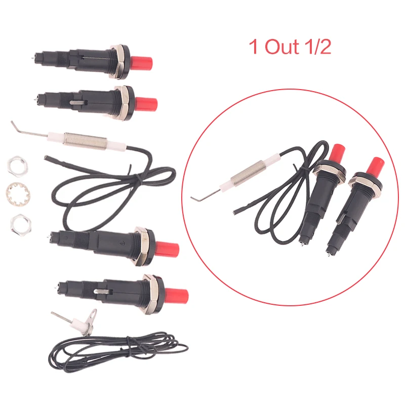 Juego de encendido piezoeléctrico 1 salida 1/2 con Cable 50/100CM de largo botón horno estufa barbacoa Camping cocina encendedores Accesorios