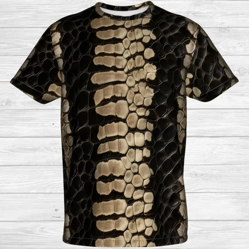 Snake Animal Scales T-shirt Horrible 3D Print Graphic Round Neck T Shirts Personality Street Cosplay Clothing Unique Tees Top