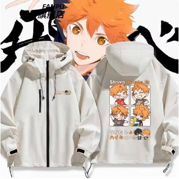 

Anime Haikyuu Hinata Shoyo Windbreaker Jacket Hoodie Autumn Winter Cosplay Men Women Coat Loose Tops Anime