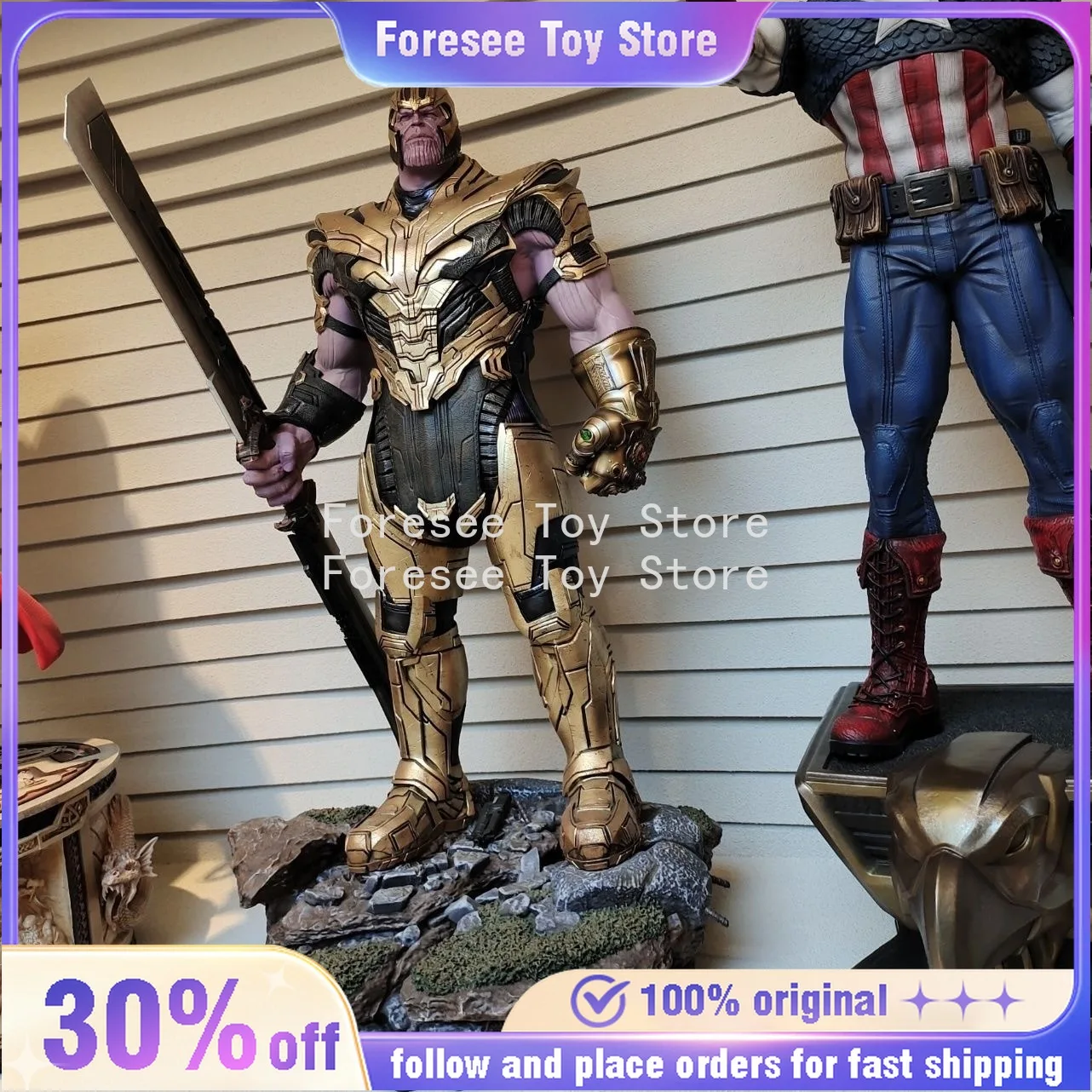 

In Stock 78cm Thanos Figure The Avengers Anime Surroundings Figure Collectible Desktop Ornament Decorations Best Gifts for Boys