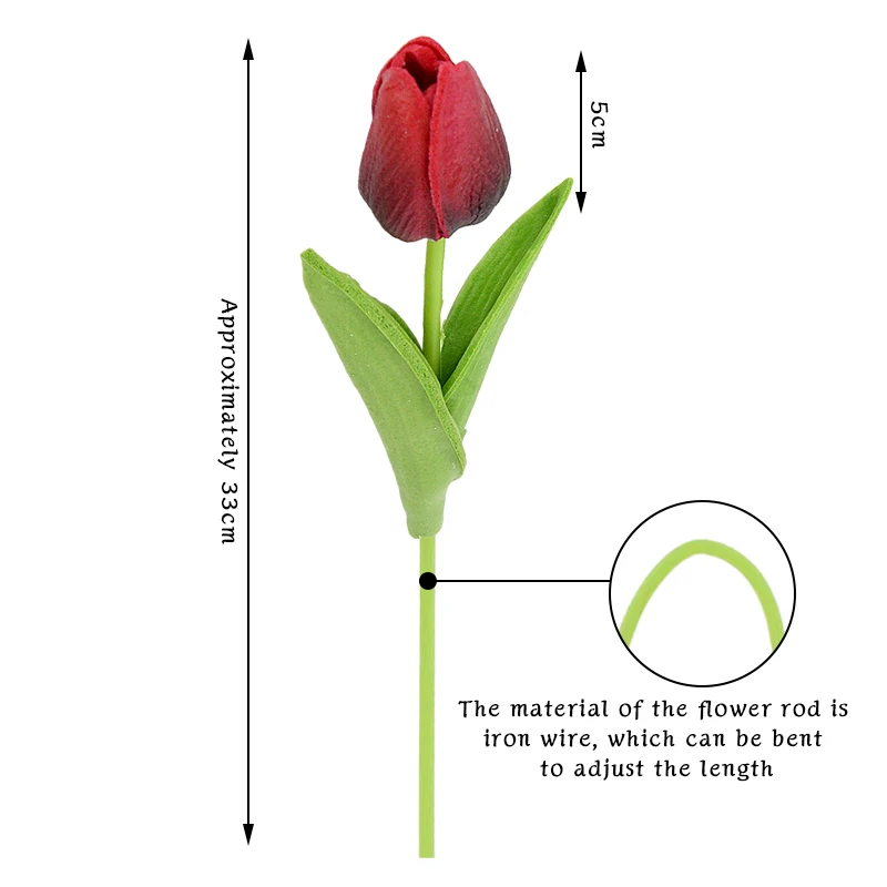 Buquê de tulipa artificial de 35 cm, 10/5 peças, espuma pe, flor falsa para decoração de cerimônia de casamento, decoração de buquê de jardim